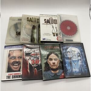 Lot Of 8 DVD Horror Movies Saw Shining Friday 13th Shining T Burtons Corps Bride
